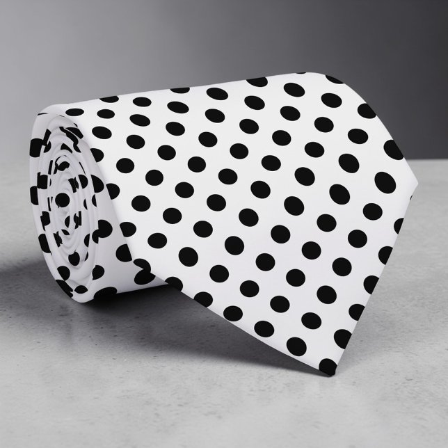 Schwarze Krawatte mit weißen Mini-Polka-Dots (Von Creator hochgeladen)