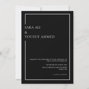 Schwarze Krawatte Moderne Minimal-Script-Heirat Einladung