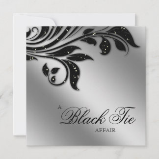 Schwarze Krawatte Party Sparkle Silver Einladung
