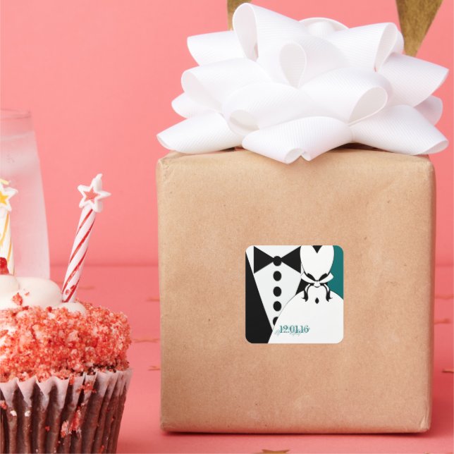 Schwarze Krawatte Quadratischer Aufkleber (Party)