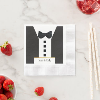 Schwarze Krawatte Tuxedo 🎩 klassisches Monogramm Serviette