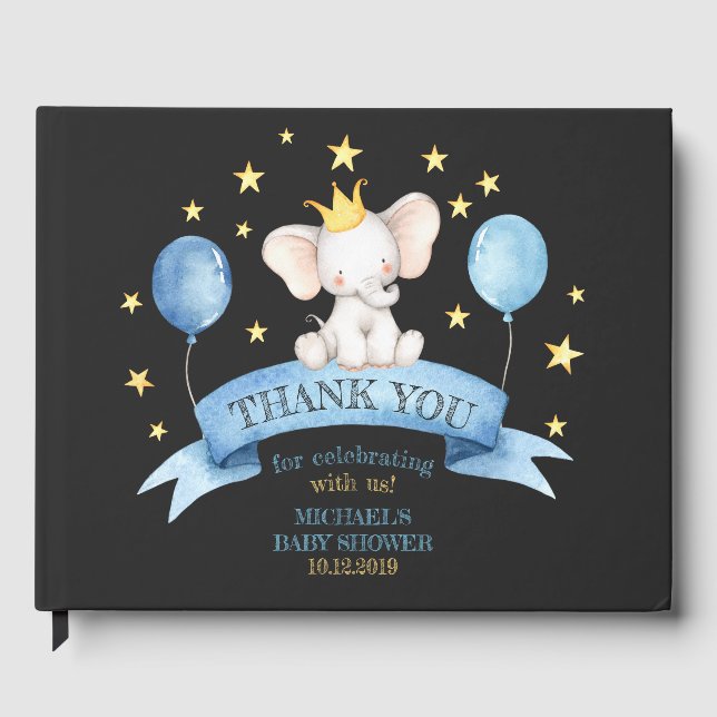 Schwarze Kreide Baby Party Elephant Gästebuch (Vorderseite)