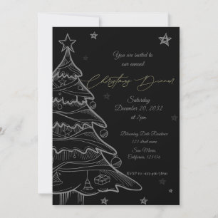 Schwarze Kreidetafel-Weihnachts-Dinner-Einladung i
