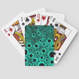 Schwarze Kreise über türkisfarbenes Design Spielkarten