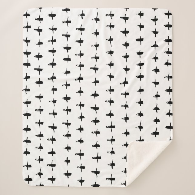 Schwarze Kreuze Handgezeichnete Geometrie Sherpadecke (Vorderseite)