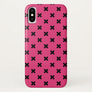 Schwarze Kreuzstiche auf Fuchsia Case-Mate iPhone Hülle