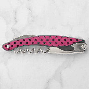 Schwarze Kreuzstiche auf Fuchsia Kellnermesser