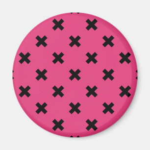 Schwarze Kreuzstiche auf Fuchsia Magnet