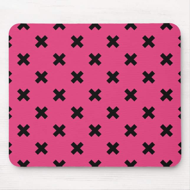 Schwarze Kreuzstiche auf Fuchsia Mousepad (Vorne)