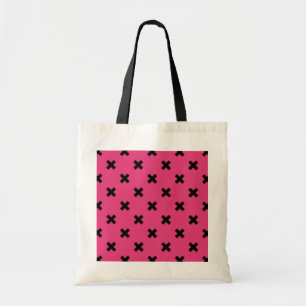 Schwarze Kreuzstiche auf Fuchsia Tragetasche