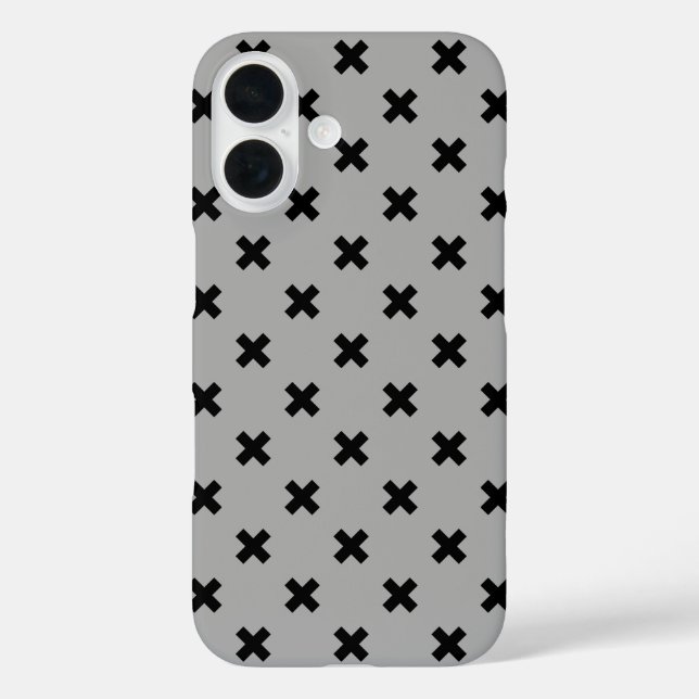 Schwarze Kreuzstiche auf grau Case-Mate iPhone Hülle (Rückseite)