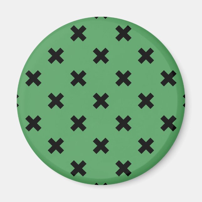 Schwarze Kreuzstiche auf grün Magnet (Vorne)