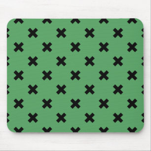 Schwarze Kreuzstiche auf grün Mousepad