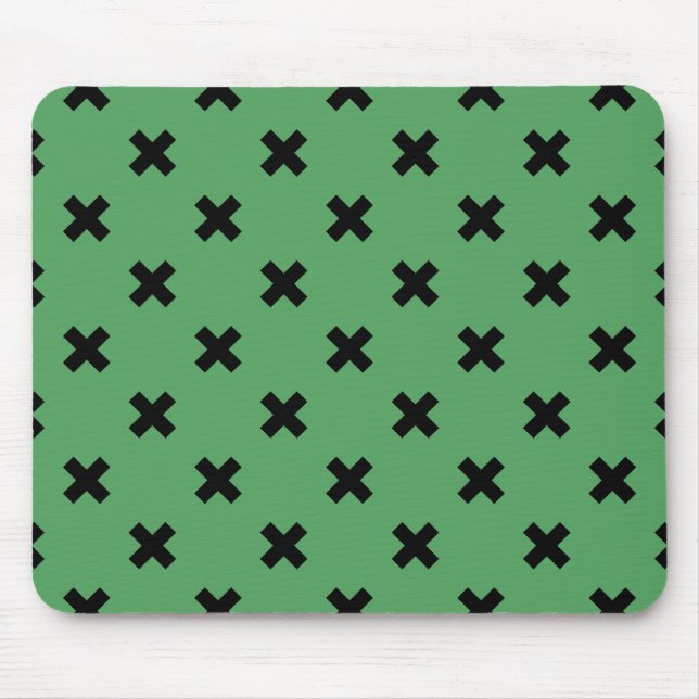 Schwarze Kreuzstiche auf grün Mousepad (Vorne)