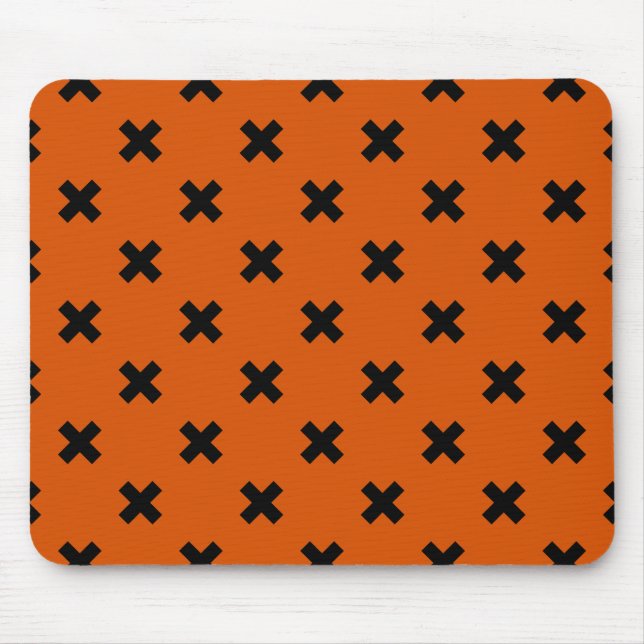 Schwarze Kreuzstiche auf Orange Mousepad (Vorne)