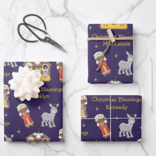 Schwarze Krippe Geschenkpapier Set