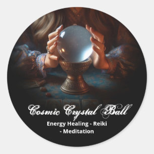 Schwarze Kristallkugel Energie Reiki Yoga Meditati Runder Aufkleber