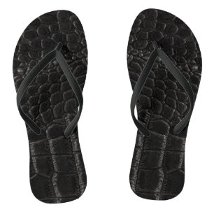 Schwarze Krokodil-Flickleppchen Flip Flops