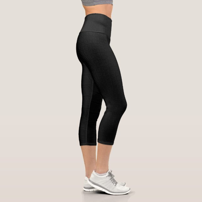 Schwarze Krokodile-Hautfarbe Capri Leggings (Rechts)