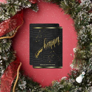 Schwarze Krokodillederdruck Happy Holiday Karte