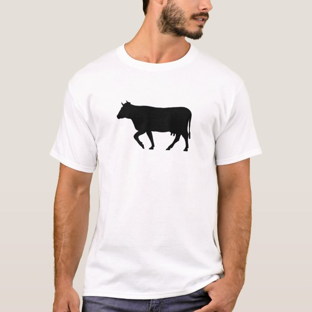 Schwarze Kuh-Silhouette T-Shirt (Vorderseite)