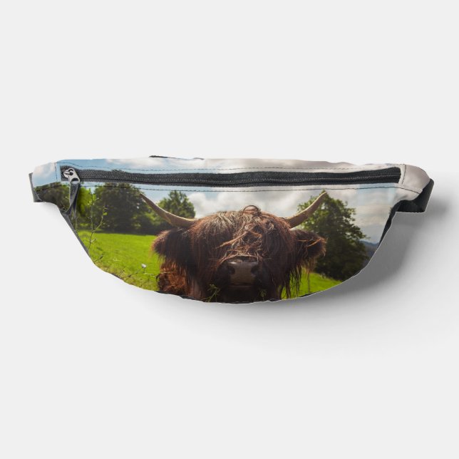 Schwarze Kuh Weide grünes Feld Sonnenlicht Bauchtasche (Ablage )