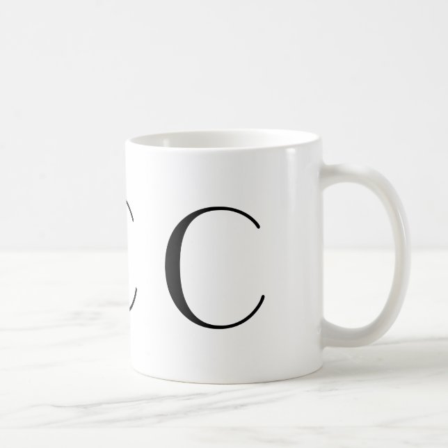 Schwarze Kunst-Deko-Tasse des Monogramm-C Kaffeetasse (Rechts)