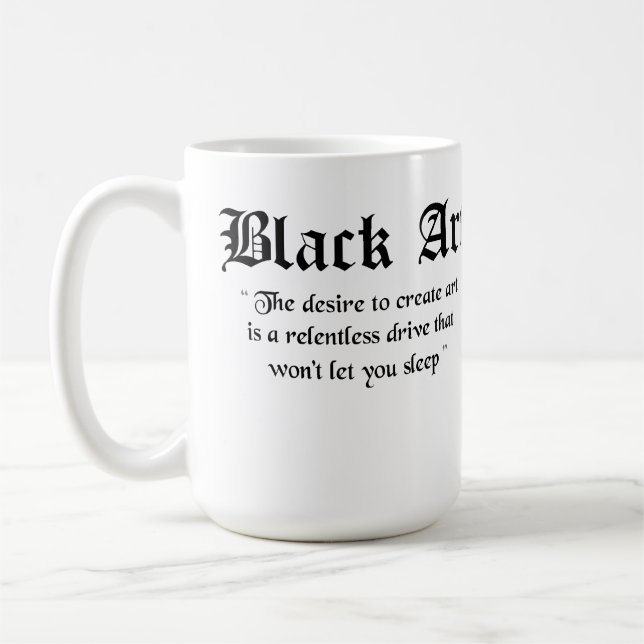 Schwarze Kunst-offizielle Tasse (Links)