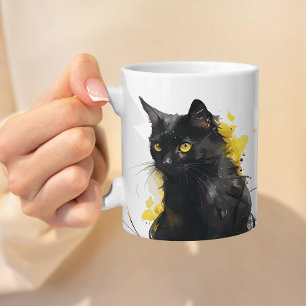 Schwarze künstlerische Aquarellbilder Kaffeetasse
