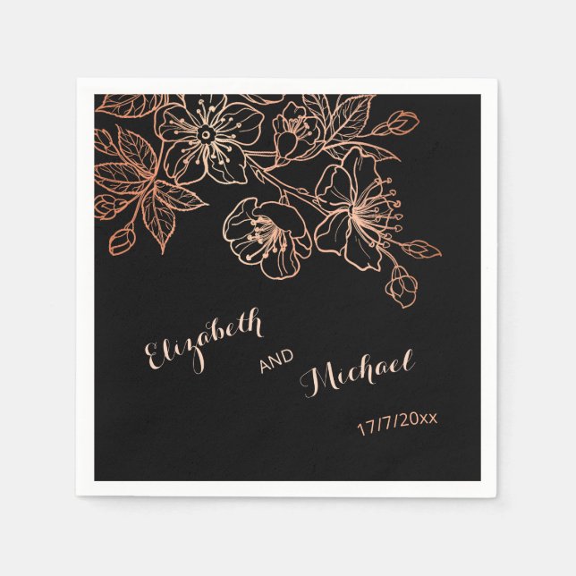 Schwarze Kupfer-Gotische Hochzeit Serviette (Vorderseite)