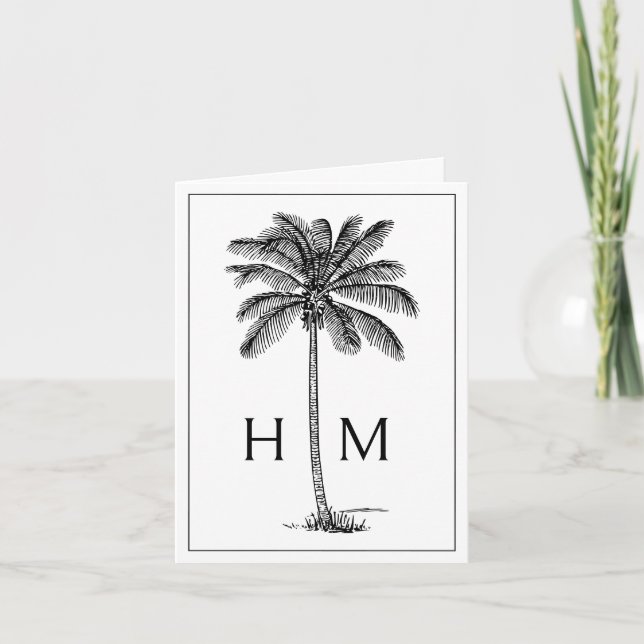 Schwarze Küsten-Palmetto-Palme Monogramm (Vorderseite)