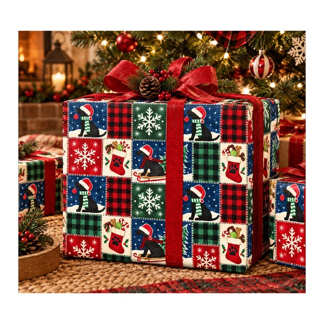Schwarze Lab Christmas-Decke Geschenkpapier (Von Creator hochgeladen)