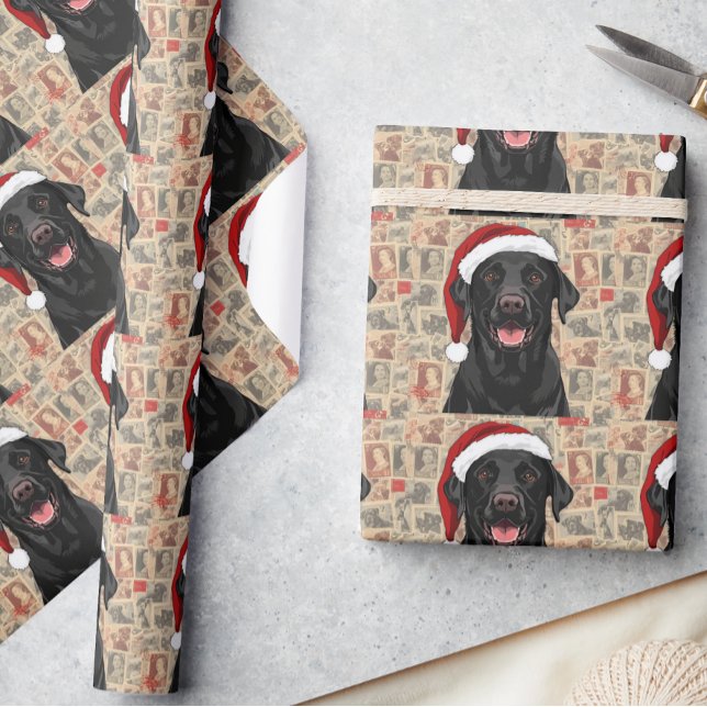 Schwarze Lab Christmas-Geschenkverpackung Geschenkpapier (Von Creator hochgeladen)