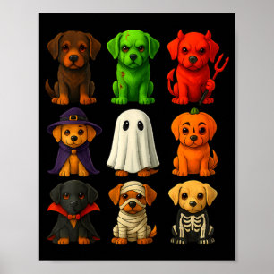 Schwarze Lab-Halloween-Labrador-Welpen in Kostümen Poster
