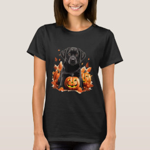 Schwarze Lab Hundefrau Hundemann Halloween Herbst T-Shirt