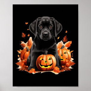 Schwarze Lab Hundefrau Hundvater Halloween Herbst Poster