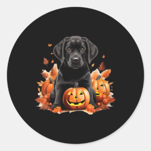 Schwarze Lab Hundefrau Vater Halloween Herbst Lust Runder Aufkleber