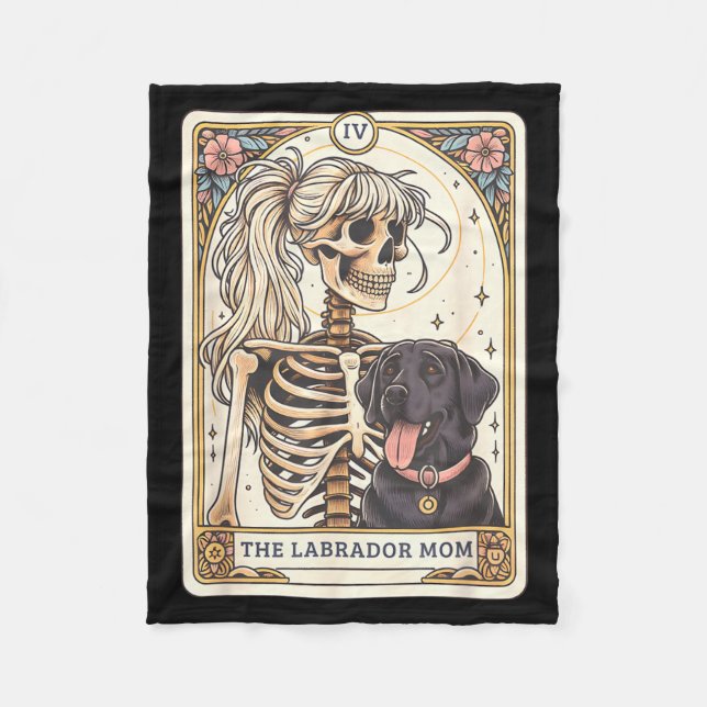 Schwarze Lab-Mutter Tarotkarte Schwarzer Labrador  Fleecedecke (Vorderseite)