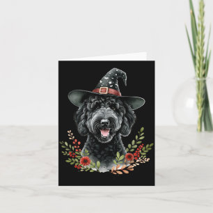 Schwarze Labradoodle-Hund Halloween-Aquarell-Kunst Karte