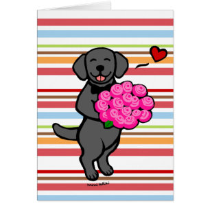 Schwarze Labrador-Cartoon-Rosen