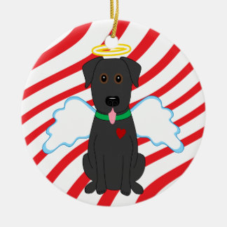 Schwarze Labrador-Engels-Weihnachtshundeverzierung Keramik Ornament