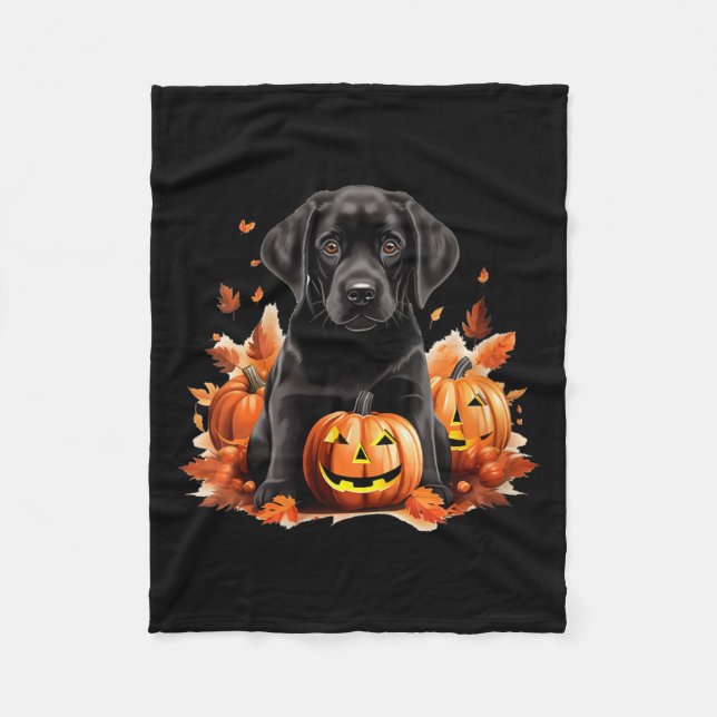 Schwarze Labrador-Hundemutter-Vater-Halloween-Herb Fleecedecke (Vorderseite)