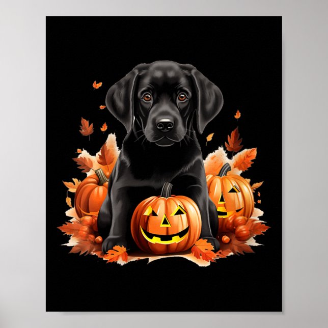 Schwarze Labrador-Hundemutter-Vater-Halloween-Herb Poster (Vorne)
