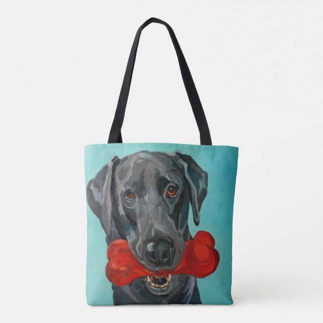 Schwarze Labrador-HundeTaschen-Tasche (Rückseite)