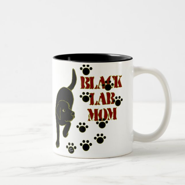 Schwarze Labrador-Mama Zweifarbige Tasse (Rechts)
