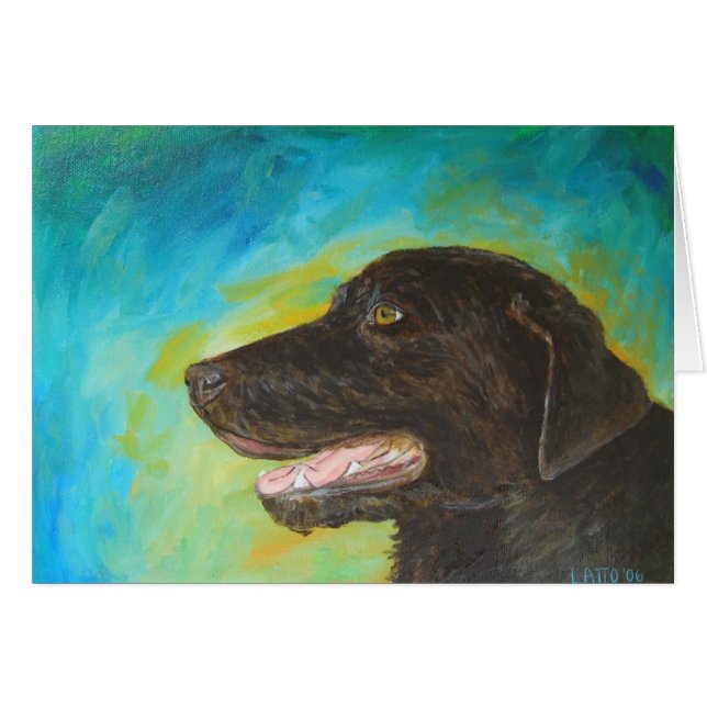 Schwarze Labrador-Portraitkarte (Vorderseite (Horizontal))