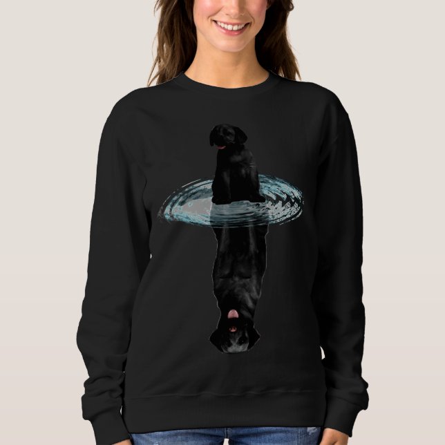 Schwarze Labrador-Reflektion für Hundebesitzer Sweatshirt (Vorderseite)