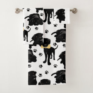 Schwarze Labrador-Reittiere Badhandtuch Set