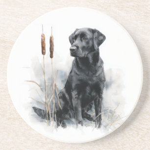 Schwarze Labrador Retriever Aquarell-Kunst Getränkeuntersetzer