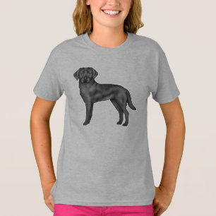 Schwarze Labrador Retriever Hund Süße Cartoon-Kuns T-Shirt